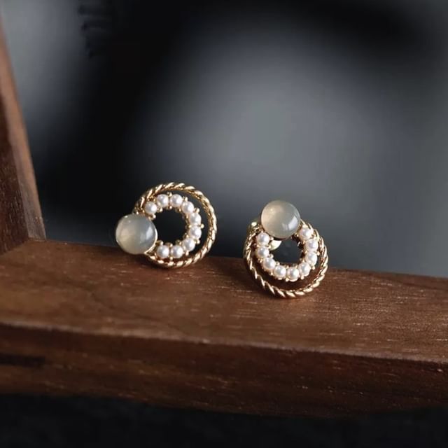 Dashiro-925 Sterling Silver Double Circle Stud Earring