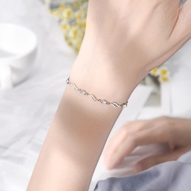 Gaya-Rhinestone Sterling Silver Bracelet