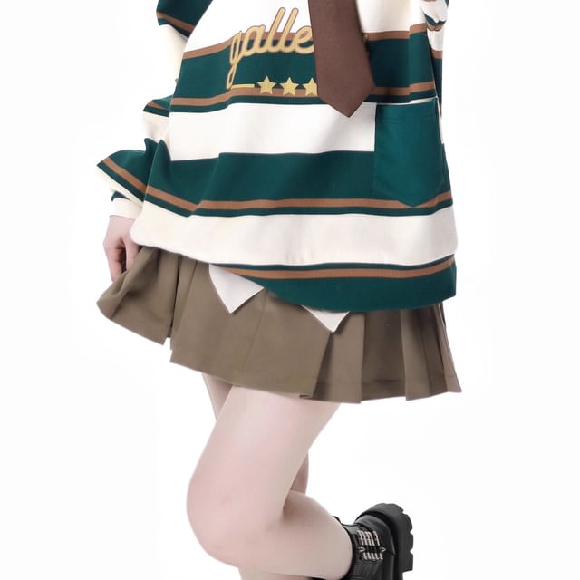 Florimi-High Waist Plain Pleated Mini A-Line Skirt