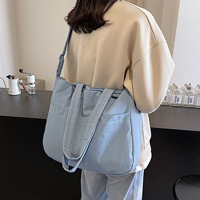 Hikuozy-Plain Crossbody Tote Bag