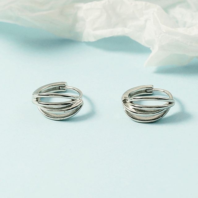 Forainer-Layered Alloy Hoop Earring