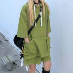 Malnia Home(マルニャホーム) - Couple Matching Short Sleeve Cargo Hooded Top / Shorts Malnia Home(マルニャホーム) - Couple Matching Short Sleeve Cargo Hooded Top / Shorts