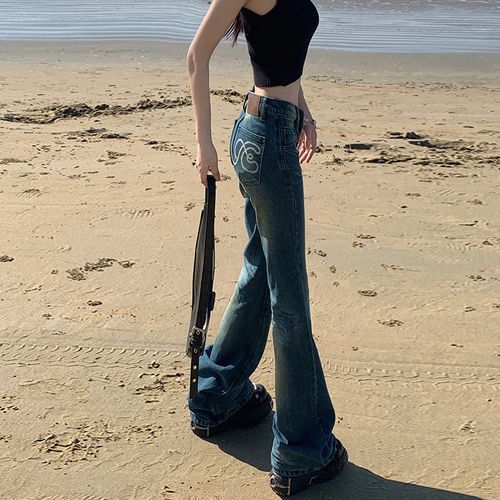  Women's Flare Jeans, Y2K Indie Aesthetic Vintage Denim