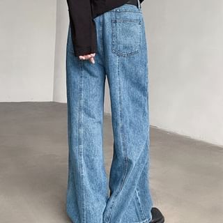 VEAZ-High Waist Washed Wide Leg Jeans