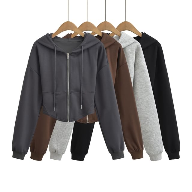 Asiris-Plain Asymmetrical Zip Hoodie
