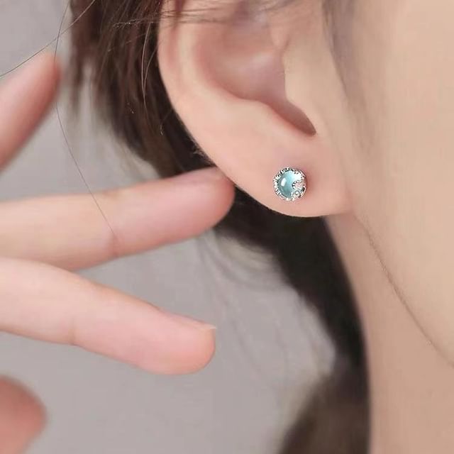 Toinianimos-Moonstone S925 Sterling Silver Stud Earring