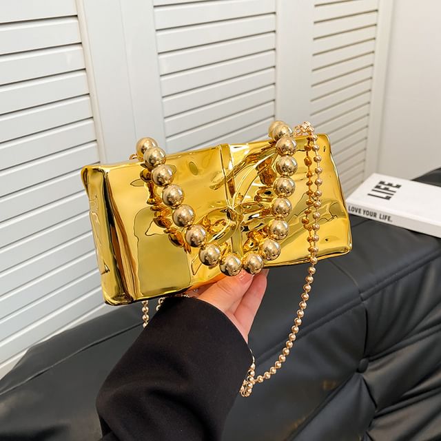 Mulgam-Chain Strap Metallic Evening Bag