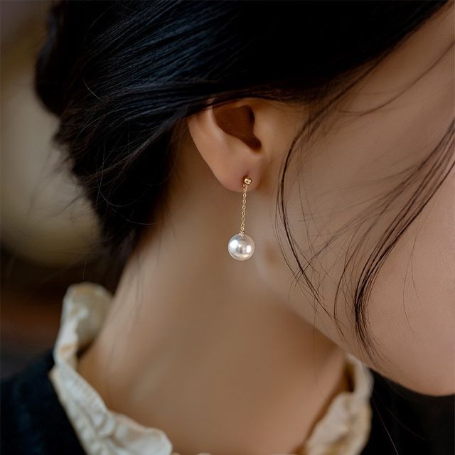 Kanzashi-Faux Pearl Drop Earring