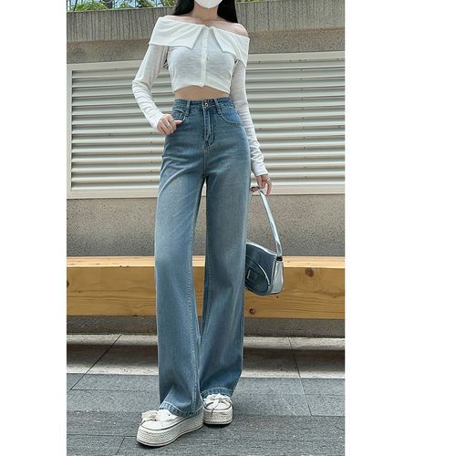 Denimot - High Waist Wide Leg Jeans (Various Designs)