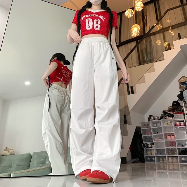 2DAWGS-High Rise Logo Drawstring Baggy Pants