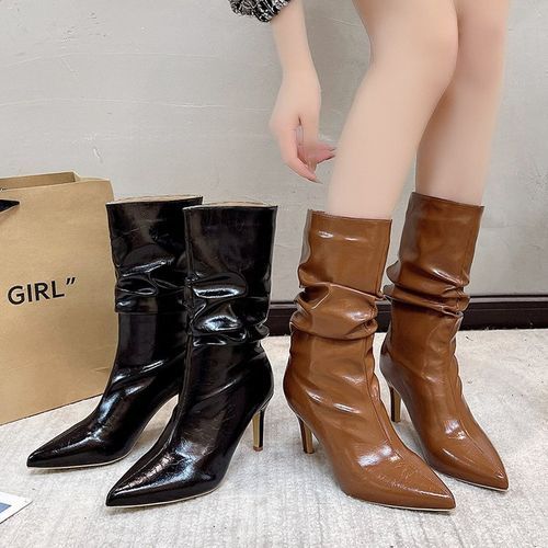 Ruched mid calf on sale boots