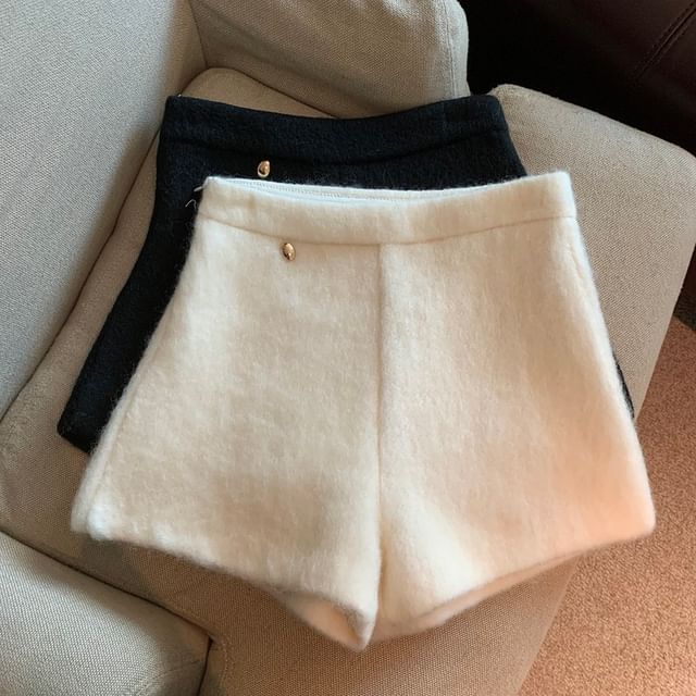 Magimomo-High Waist Plain Shorts