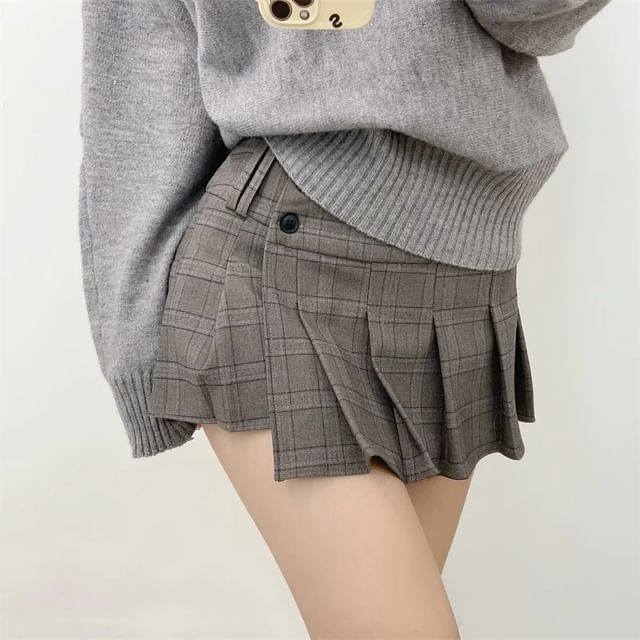 Faiar-High Rise Striped Mini Pleated Skirt
