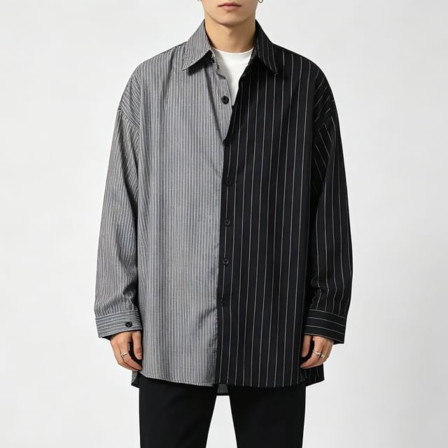 Porstina-Chemise avec empiècement à rayures fines