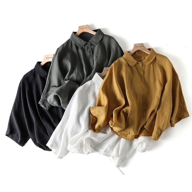 Lewwe ElbowSleeve Plain Shirt YesStyle