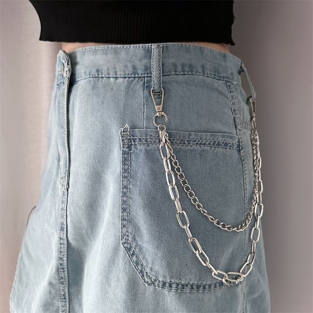 Poyol-Layered Jeans Wallet Chain Silver - One Size
