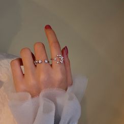 INKGLOW - Rhinestone Faux Pearl Moon & Star Ring INKGLOW - Rhinestone Faux Pearl Moon & Star Ring