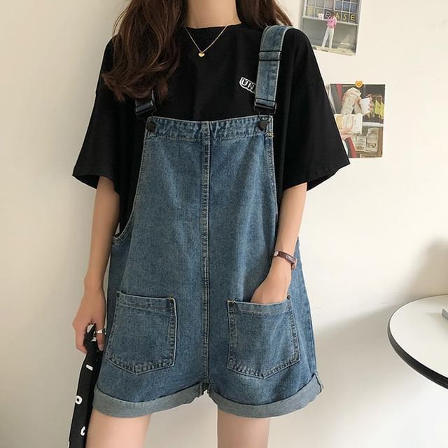 Sisyphi-Wide Leg Denim Jumper Shorts