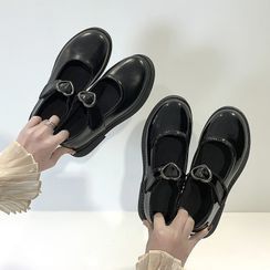 Youaisha - Heart Mary Jane Faux Leather Flats Youaisha - Heart Mary Jane Faux Leather Flats