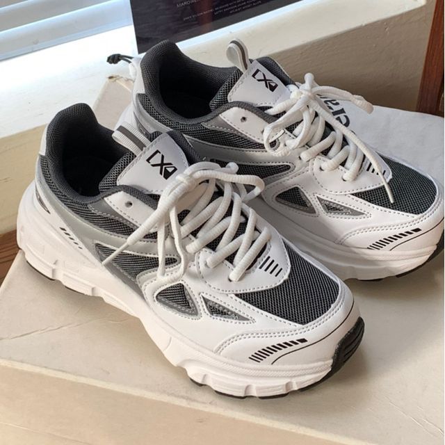 Zeelako-Contrast Trim Platform Lace Up Sneakers