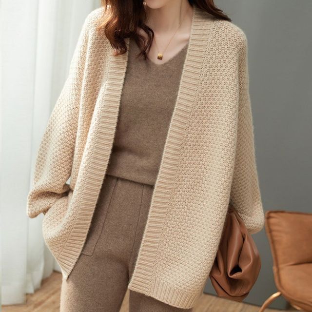 FR-Plain Open Front Cardigan