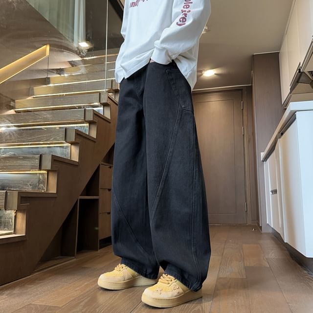 Priam-Mid Rise Washed Wide Leg Jeans