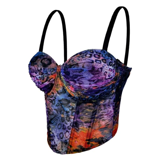 Doowex-Sweetheart Neck Leopard Print Cropped Bustier Top