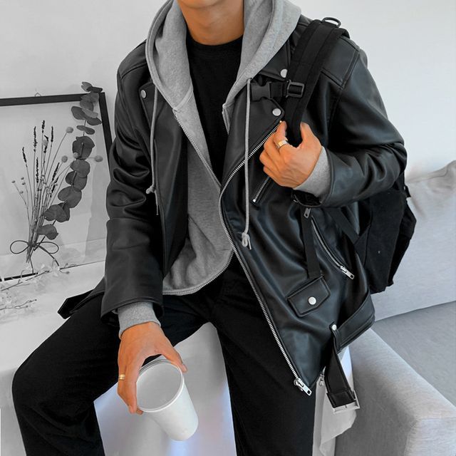 MRCYC-Faux Leather Biker Jacket