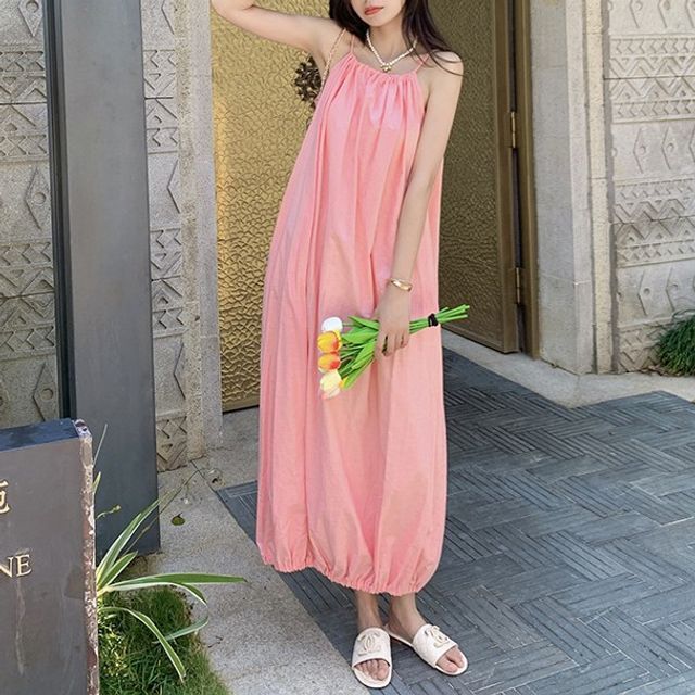 chinese dress ladies Emory High Neck Balloon Sleeve Maxi Dress | Arcadian Blue | Dresses main image 0