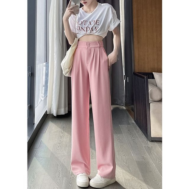 pink high waisted dress pants Hot Pink Tie-Front Dress Pants main image 0