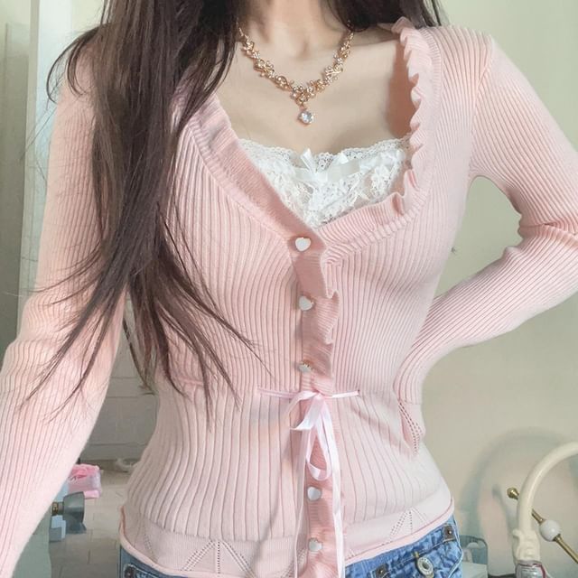 トップス RoseMuse cut out lace point knit tops cut out lace point knit tops【white】 – BUNNY APARTMENT