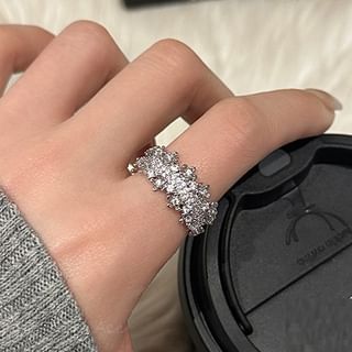 Jael-Rhinestone Alloy Open Ring