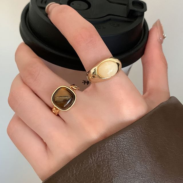 Jael-Natural Stone Open Ring