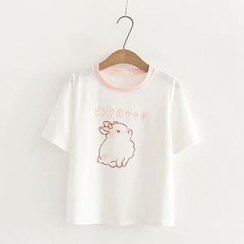 Kawaii Fairyland(カワイイ フェアリーランド) - うさぎ柄半袖Tシャツ Kawaii Fairyland(カワイイ フェアリーランド) - うさぎ柄半袖Tシャツ