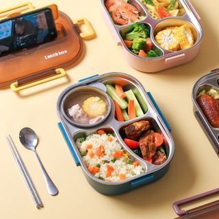 Kawa Simaya - Set: Stainless Steel Divided Lunch Box + Spoon + Chopsticks +  Soup Container, YesStyle