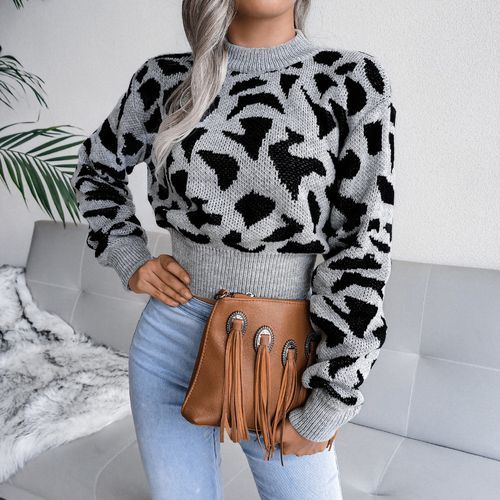 Cropped on sale leopard sweater