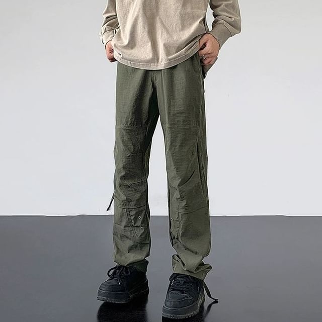 WidoWilder-Mid Rise Plain Loose Fit Cargo Pants