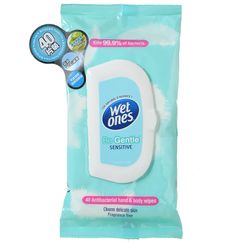 Wet Ones - 'Be Gentle Sensitive' Antibacterial Wet Wipes (Alcohol-Free), 40s Wet Ones - 'Be Gentle Sensitive' Antibacterial Wet Wipes (Alcohol-Free), 40s