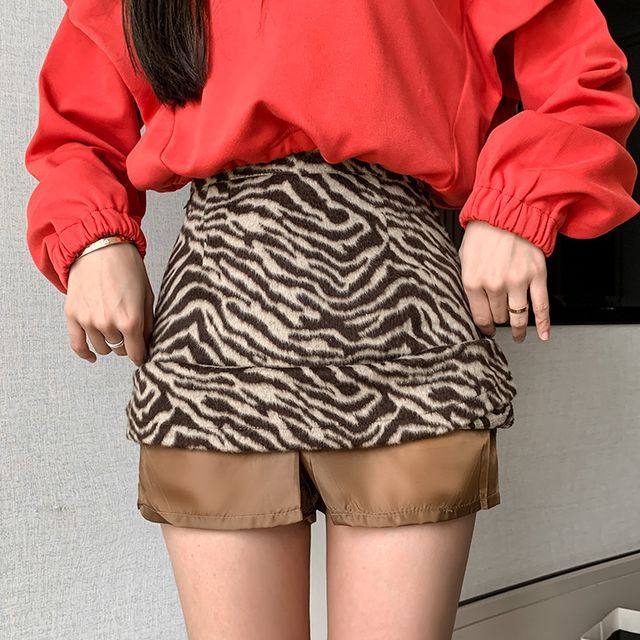 zebra print a line skirt