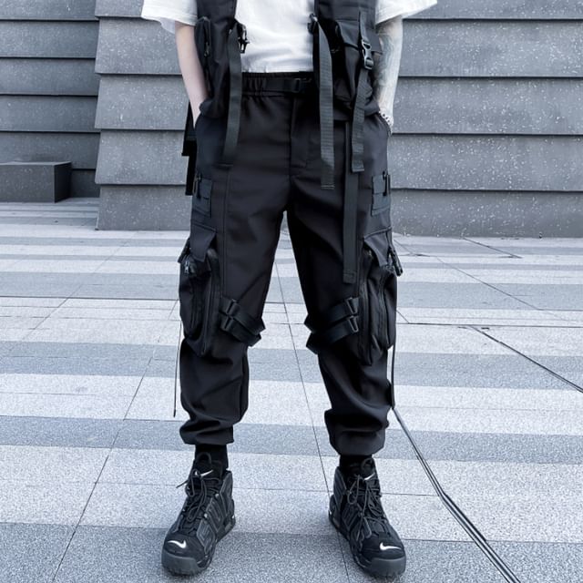 Andrei-Mid Rise Plain Straight Leg Cargo Pants