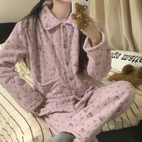 Fleece lined pajama discount set