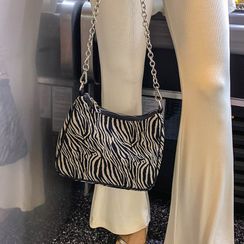LIPHOP - Chain-Strap Zebra-Pattern Shoulder Bag LIPHOP - Chain-Strap Zebra-Pattern Shoulder Bag