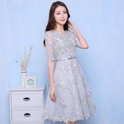 Wonhi - Lace Elbow-Sleeve A-Line Cocktail Dress | YesStyle