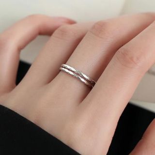 Parskletie-Layered Sterling Silver Open Ring