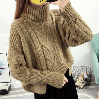 turtleneck cable knit sweater