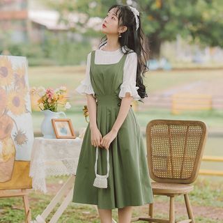 Buy sansweet - Elbow-Sleeve Blouse 