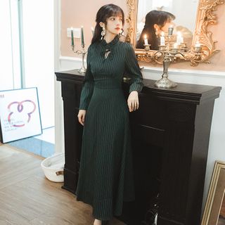 long sleeve a line maxi dress