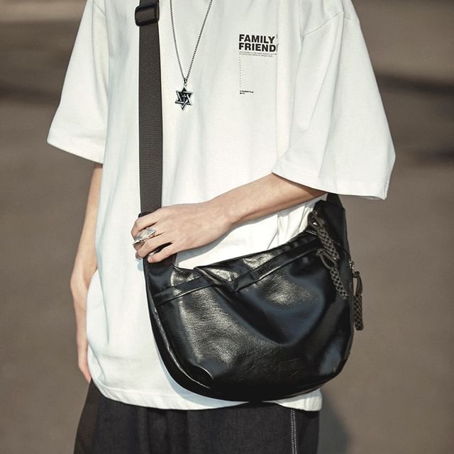 SUNMAN-Faux Leather Hobo Bag