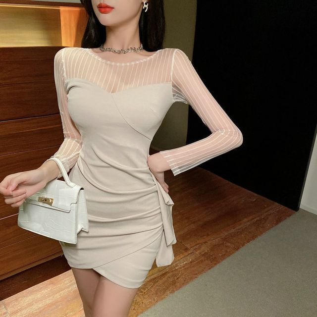 Maine - Mock Two-Piece Long-Sleeve Mini Dress | YesStyle