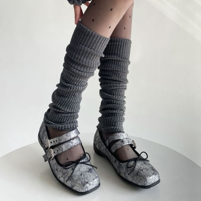 Gentiana-Glitter Ribbed Knit Leg Warmers